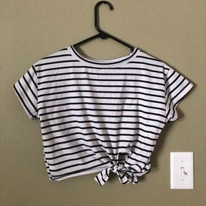 Black and White Striped Crop Top